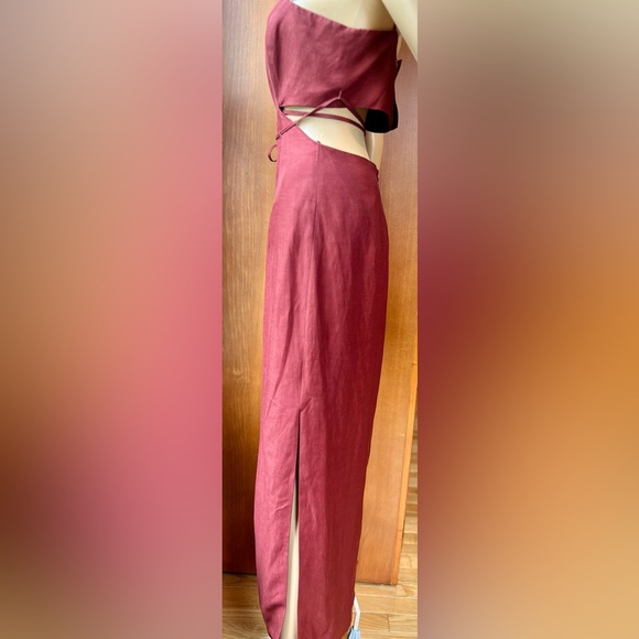 HALSTON NWOT Eli Viscose Linen Blend Brick Dress Size 2 - Picture 11 of 13